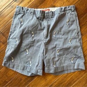 Orvis Men's Vintage Khaki Shorts, Size 44, 100% Cotton Tarpon Embroidered Flat